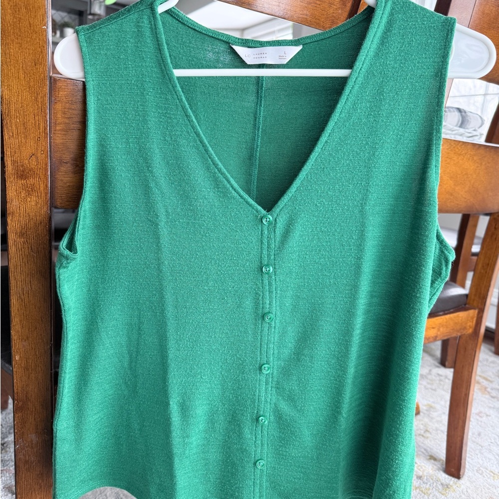 LC Lauren Conrad Emerald Button-Front Tank Top